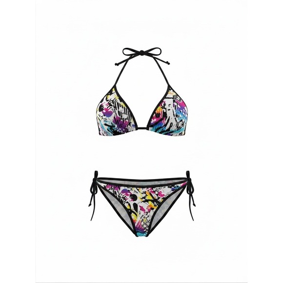 Choice by Bettina Waves Other - Choice by Bettina Waves Abstract Graffiti Print Triangle Bikini Set Small NEW